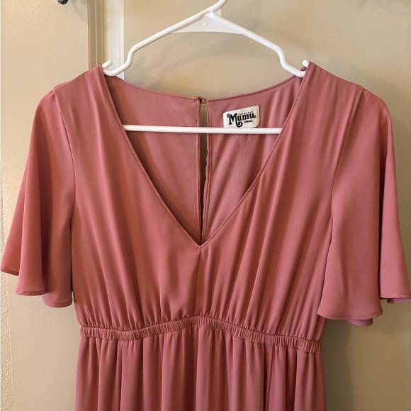 Show Me Your MuMu Dusty Rose V-Neck Flutter Sleeve Maxi Dress - Picture 5 of 6